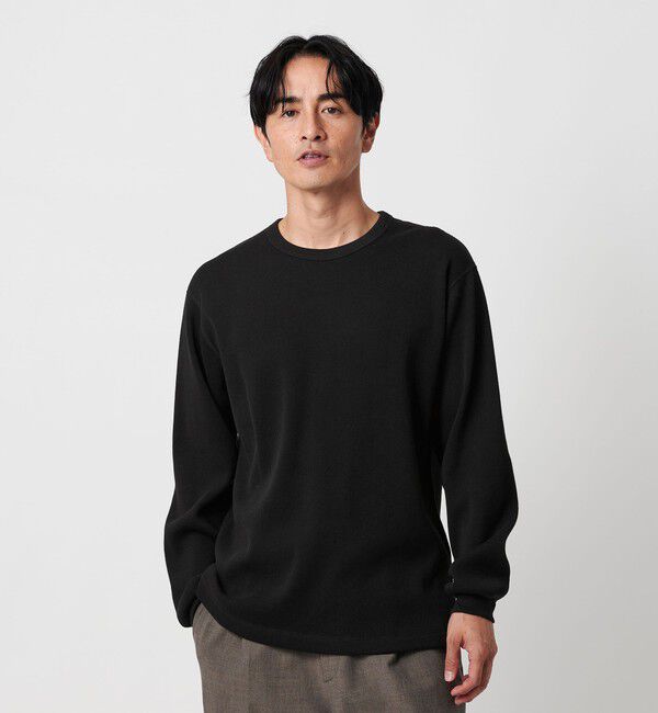 BEAUTY&YOUTH UNITED ARROWS「ハイゲージ ガスコットン サーマル クルーネック カットソー」|Tシャツ・カットソー|BLACK