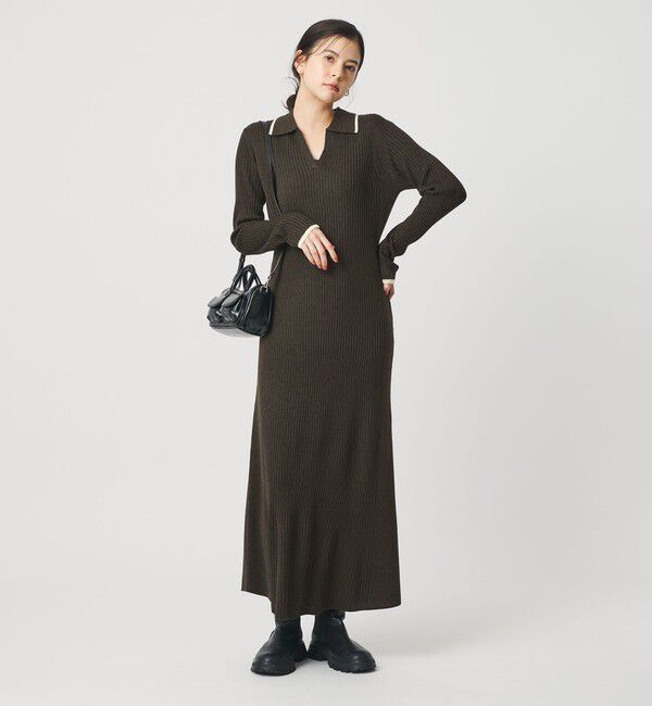 BEAUTY&YOUTH UNITED ARROWS「ウールポリエステルブレンド メランジ リブニットワンピース」|ワンピース|OLIVE