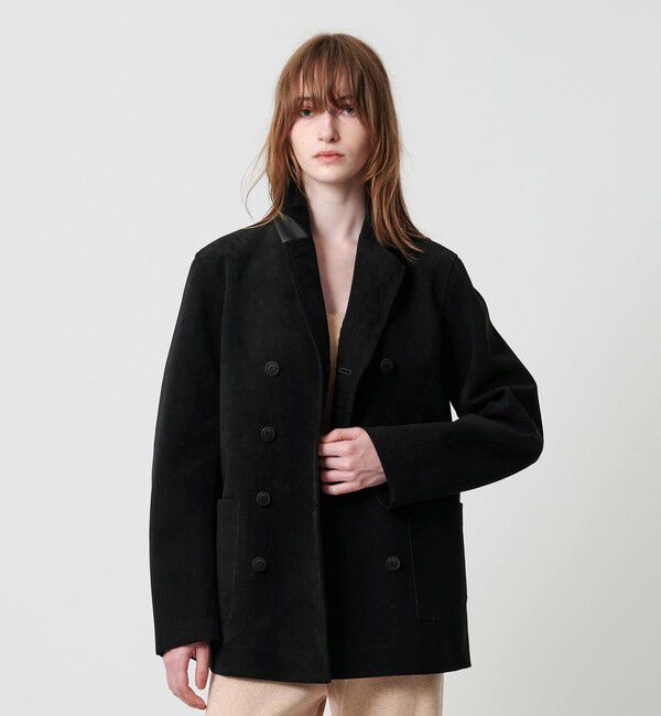 ATTISESSION「＜ATTISESSION＞スエードライク ボンディング Pコート」|その他|BLACK