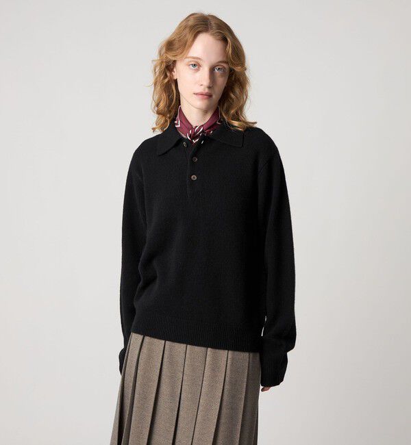 STEVEN ALAN「＜Steven Alan＞ウール カシミヤ ポロニット」|ニット・セーター|BLACK