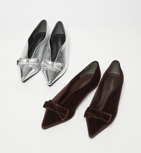 BEAUTY&YOUTH UNITED ARROWS「メタリック リボン Vカット フラットシューズ」|バレエシューズ|