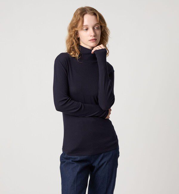 STEVEN ALAN「＜Steven Alan＞コットン シルク リブ タートルネック プルオーバー」|Tシャツ・カットソー|NAVY