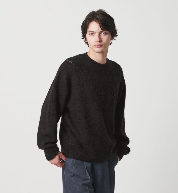 MONKEY TIME「モヘヤミックス ダイヤパターン クルーネック ニット」|ニット・セーター|