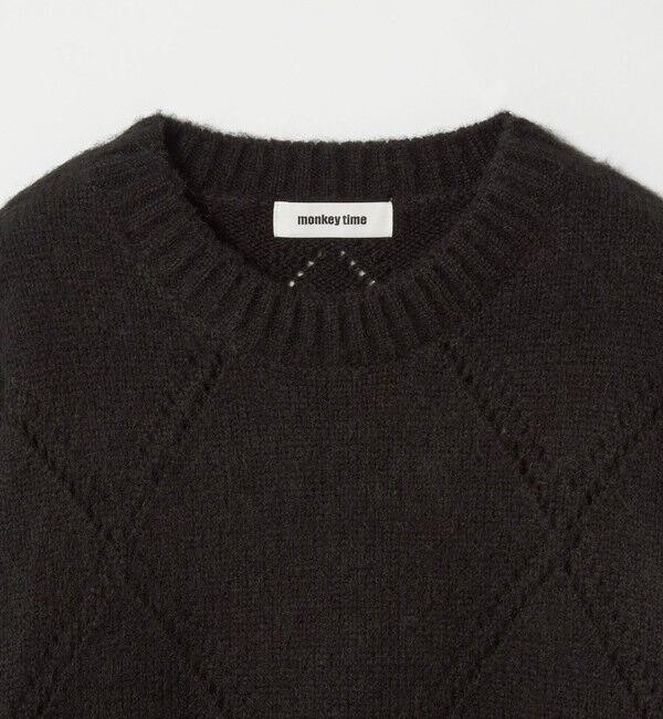 MONKEY TIME「モヘヤミックス ダイヤパターン クルーネック ニット」|ニット・セーター|