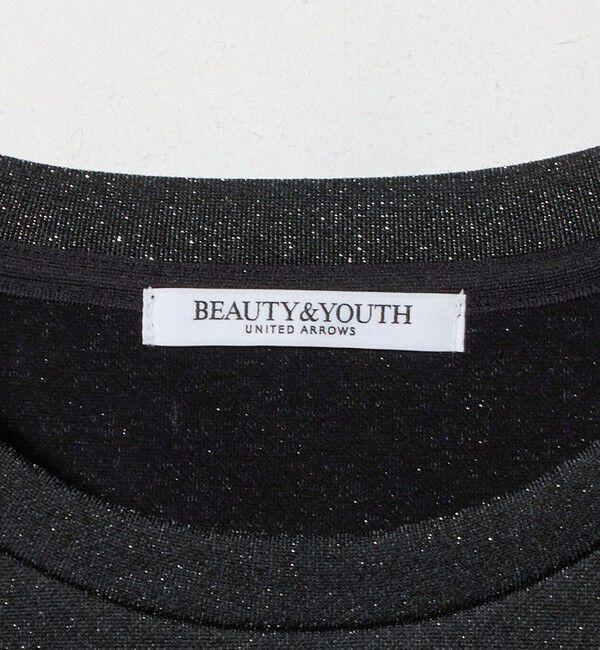 BEAUTY&YOUTH UNITED ARROWS「ポリエステルコットンブレンド ラメダンボール プルオーバー/ブラック」|Tシャツ・カットソー|