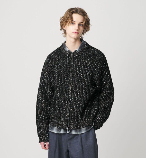 MONKEY TIME「スラブ クルーネック ジップ カーディガン」|カーディガン|