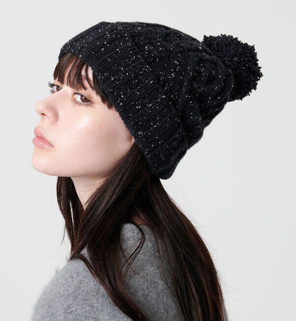 BEAUTY&YOUTH UNITED ARROWS「ネップ ポンポン ニットキャップ 2WAY」|ニット帽|BLACK