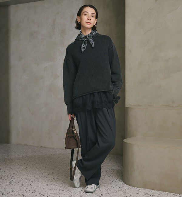 BEAUTY&YOUTH UNITED ARROWS「レースドッキング　ロングスリーブTシャツ」|Tシャツ・カットソー|