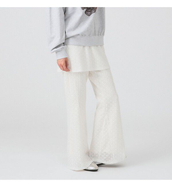 Ray BEAMS 「レース スカート セット フレア パンツ」|チノ|WHITE