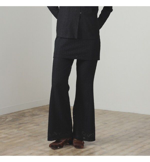 Ray BEAMS 「レース スカート セット フレア パンツ」|チノ|BLACK