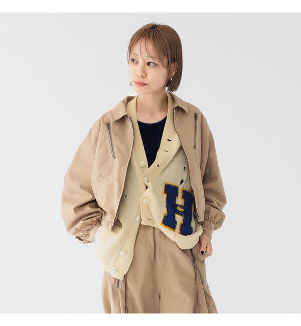 BEAMSBOY「maturely / コットン シルク ジッパー ブルゾン」|ブルゾン・スタジャン|BEIGE