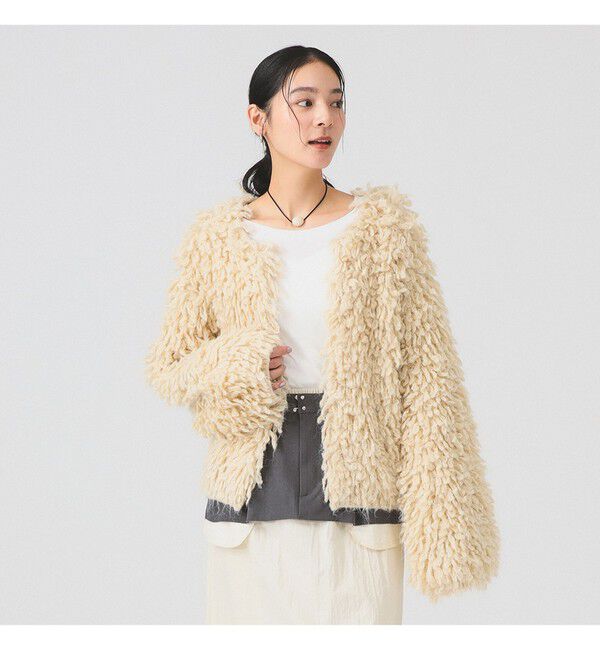 Ray BEAMS 「ミックス ループ編み ニット ジャケット」|ニット・セーター|BEIGE