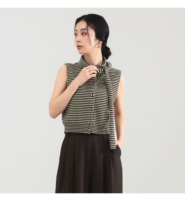 Demi-Luxe BEAMS 「TAN / カシミヤ ストライプ スカーフベスト」|ニット・セーター|WINE&times;LIGHT.GREEN