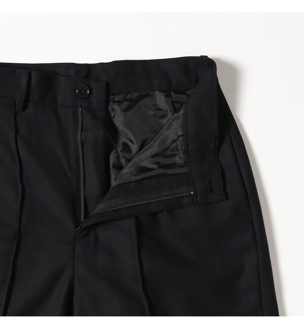 BEAMSBOY「ポリエステル ウール ツープリーツ ワイドパンツ」|チノ|