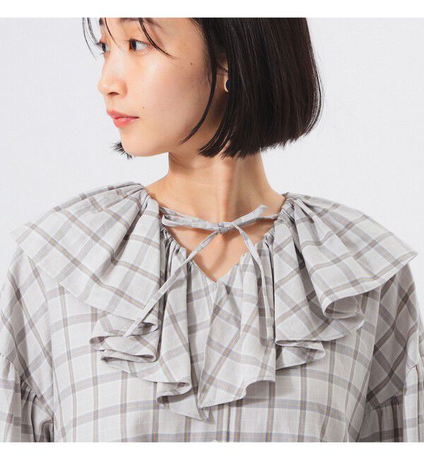 BEAMSBOY「チェック フリルカラー シャツ」|シャツ・ブラウス|