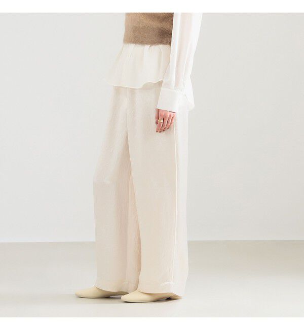Demi-Luxe BEAMS 「アセテート サテン ワイドパンツ」|チノ|OFF_WHITE