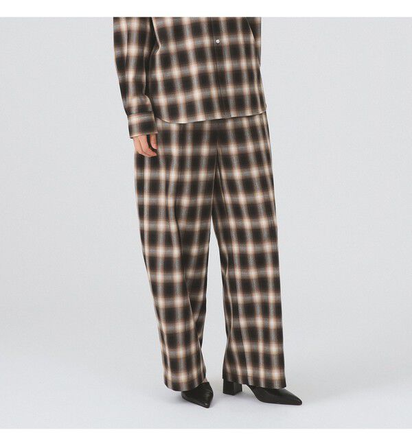 Ray BEAMS 「オンブレチェック ワイド パンツ」|チノ|