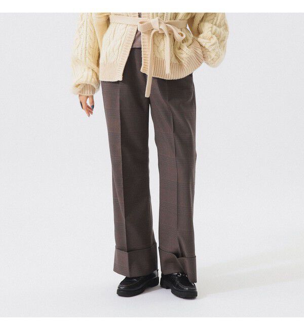 BEAMSBOY「チェック ロング ダブルヘム スラックス」|スラックス|