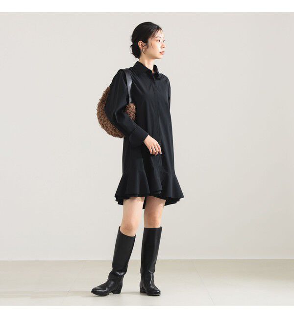 Demi-Luxe BEAMS 「フリルヘム シャツ ワンピース」|ワンピース|BLACK
