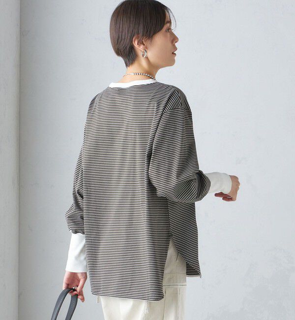 SHIPS for women「ロング リブ スリーブ カットソー  ボーダー / ソリッド」|Tシャツ・カットソー|