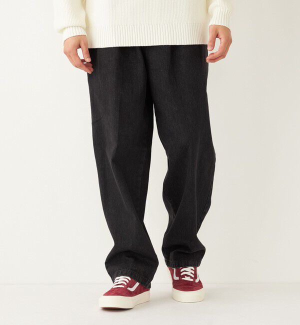 SHIPS Colors 「SHIPS Colors: テーパード ワイド トラウザー デニム◇」|デニム|ブラック