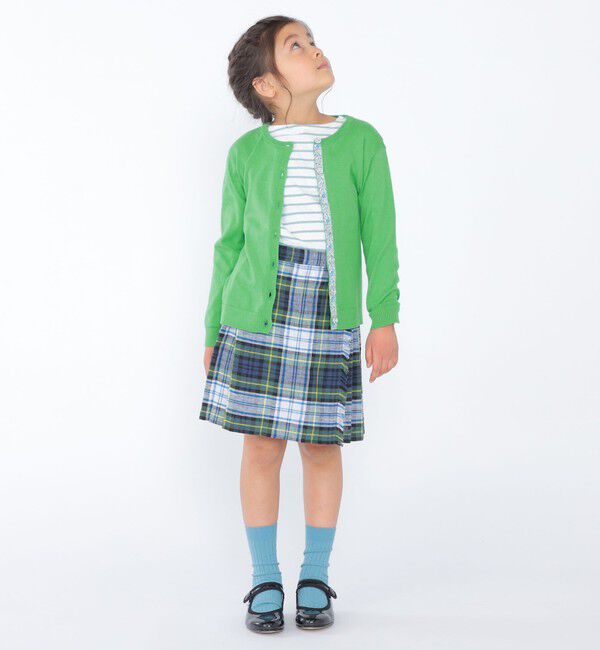 SHIPS KIDS「O'NEIL of DUBLIN:100～130cm / リネン チェック キルト スカート」|台形|