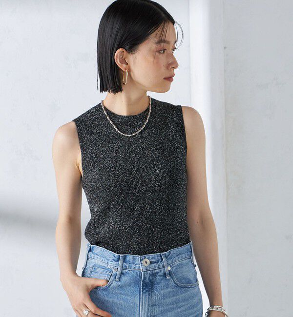 SHIPS for women「〈手洗い可能〉ラメ ノースリーブ ニット」|ニット・セーター|