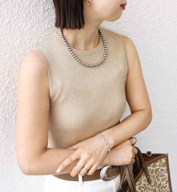 SHIPS for women「〈手洗い可能〉ラメ ノースリーブ ニット」|ニット・セーター|