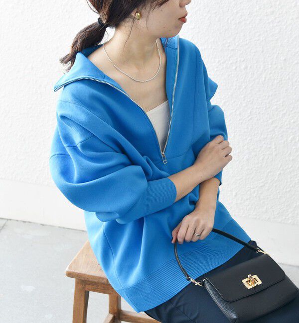 SHIPS any「《一部追加予約》【WEB限定】SHIPS any:〈手洗い可能〉ハーフ ジップ ハイネック プルオーバー」|ニット・セーター|ロイヤルブルー