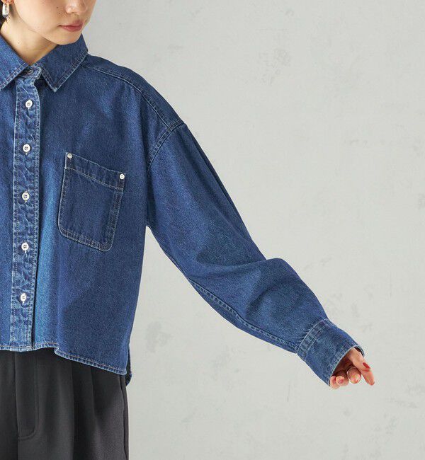 SHIPS for women「〈洗濯機可能〉ショート丈 デニム シャツ」|シャツ・ブラウス|