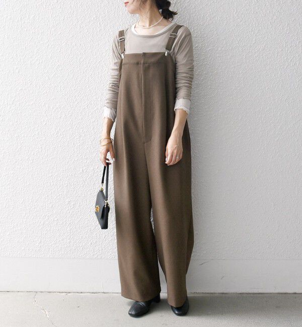 SHIPS any「SHIPS any:〈洗濯機可能〉ウールライク サスペンダー セミワイド サロペット」|その他|ブラウン