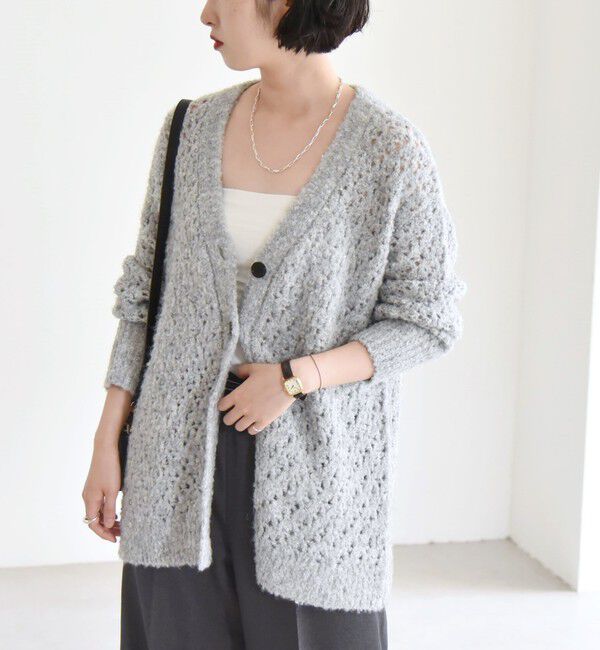 quaranciel「quaranciel:〈手洗い可能〉スパンコール Vネック ニット カーディガン」|カーディガン|