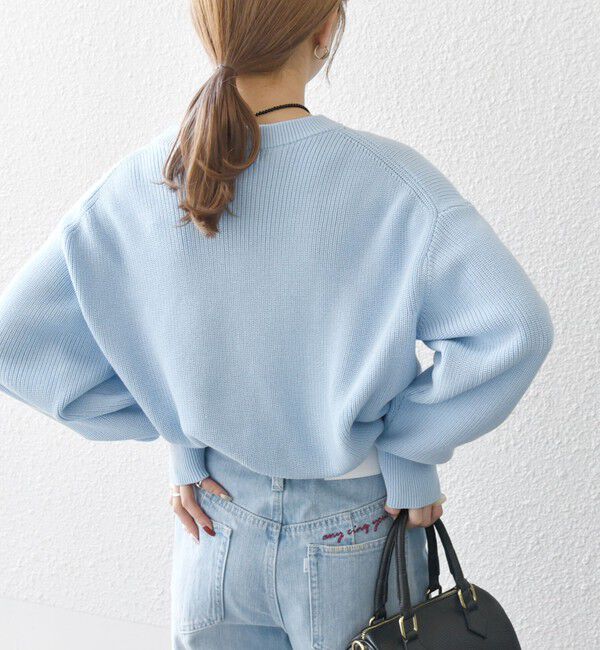SHIPS any「SHIPS any:〈手洗い可能〉アゼ コンパクト クルーネック ニット プルオーバー」|ニット・セーター|ライトブルー