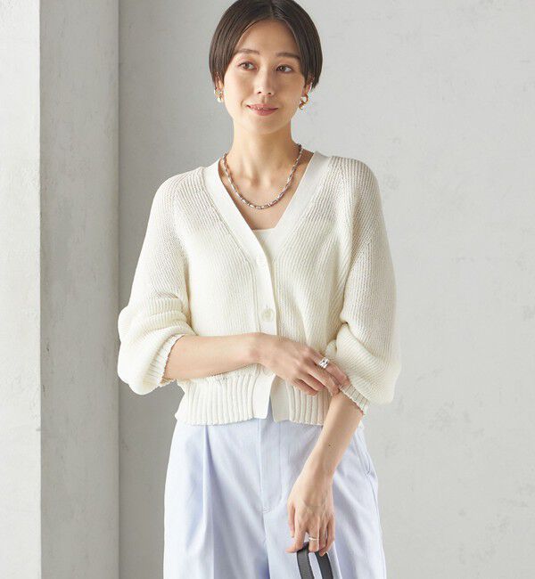 SHIPS for women「〈手洗い可能〉ペーパー ポリエステル Vネック カーディガン」|カーディガン|