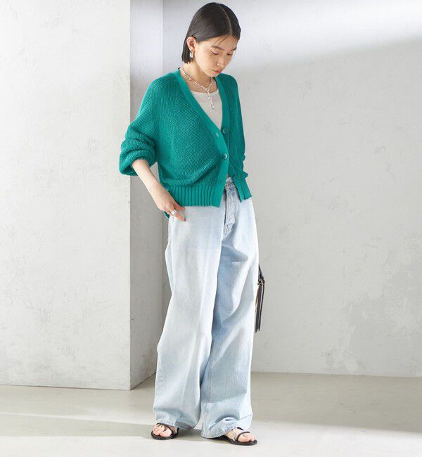 SHIPS for women「〈手洗い可能〉ペーパー ポリエステル Vネック カーディガン」|カーディガン|