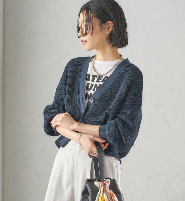 SHIPS for women「〈手洗い可能〉ペーパー ポリエステル Vネック カーディガン」|カーディガン|