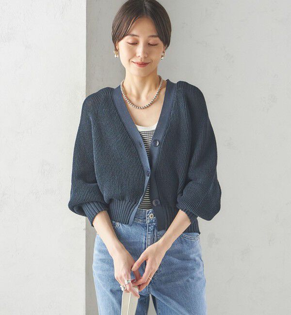 SHIPS for women「〈手洗い可能〉ペーパー ポリエステル Vネック カーディガン」|カーディガン|