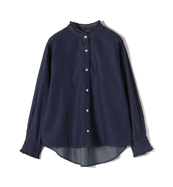 SHIPS Colors 「SHIPS Colors:〈洗濯機可能〉フリルネック デニム シャツ」|シャツ・ブラウス|