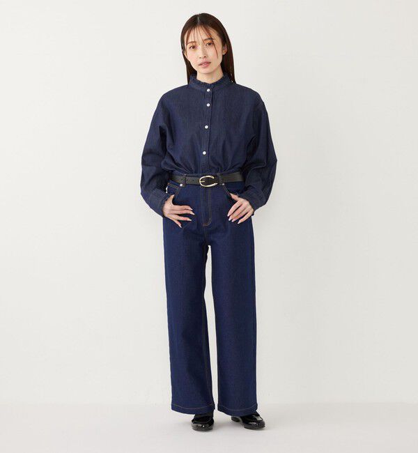 SHIPS Colors 「SHIPS Colors:〈洗濯機可能〉フリルネック デニム シャツ」|シャツ・ブラウス|