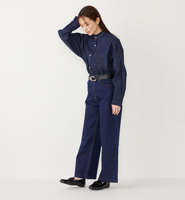 SHIPS Colors 「SHIPS Colors:〈洗濯機可能〉フリルネック デニム シャツ」|シャツ・ブラウス|