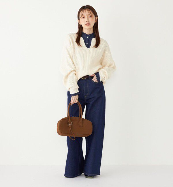 SHIPS Colors 「SHIPS Colors:〈洗濯機可能〉フリルネック デニム シャツ」|シャツ・ブラウス|