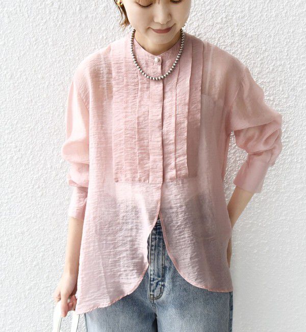 SHIPS for women「【WEB限定】〈洗濯機可能〉シアー プリーツ ヨーク パールモチーフボタン ブラウス」|シャツ・ブラウス|