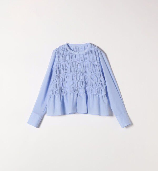 SHIPS any「SHIPS any:〈洗濯機可能〉シアー シャーリング プチフリル ペプラム ブラウス」|シャツ・ブラウス|