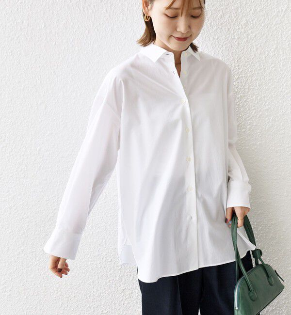 SHIPS for women「SHIPS Primary Navy Label:コットン タイプライター ビッグ シャツ」|シャツ・ブラウス|
