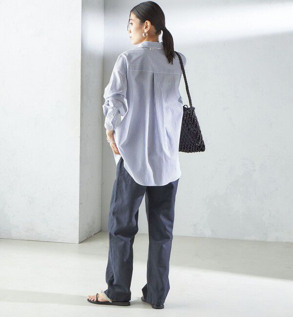 SHIPS for women「SHIPS Primary Navy Label:コットン タイプライター ビッグ シャツ」|シャツ・ブラウス|