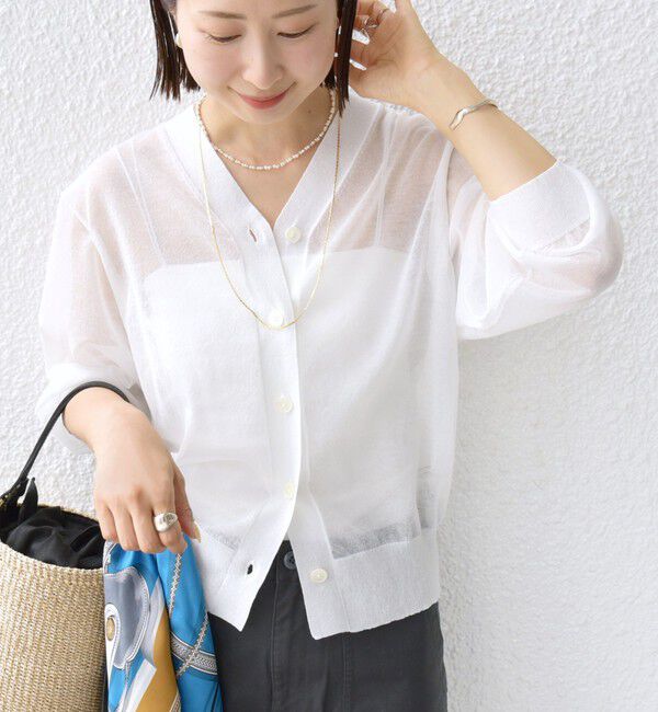 SHIPS for women「〈手洗い可能〉ラミー混 シアー カーディガン」|カーディガン|