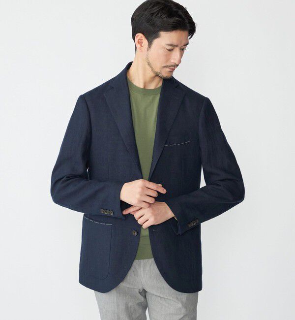 SHIPS「SHIPS: リネン ソリッド シャツ ジャケット」|テーラードジャケット|ネイビー