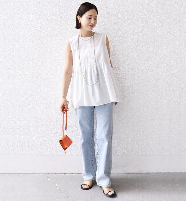 SHIPS for women「〈接触冷感 / 撥水加工〉TEX BRID(R)タフタ ギャザー ノースリーブ ブラウス」|シャツ・ブラウス|