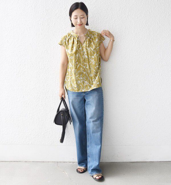 SHIPS for women「〈手洗い可能〉綿 ローン ボタニカル プリント フレンチ スリーブ ブラウス」|シャツ・ブラウス|