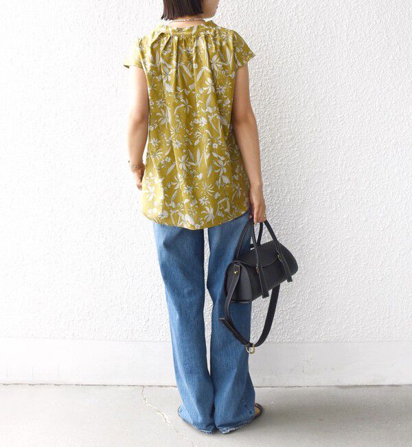 SHIPS for women「〈手洗い可能〉綿 ローン ボタニカル プリント フレンチ スリーブ ブラウス」|シャツ・ブラウス|